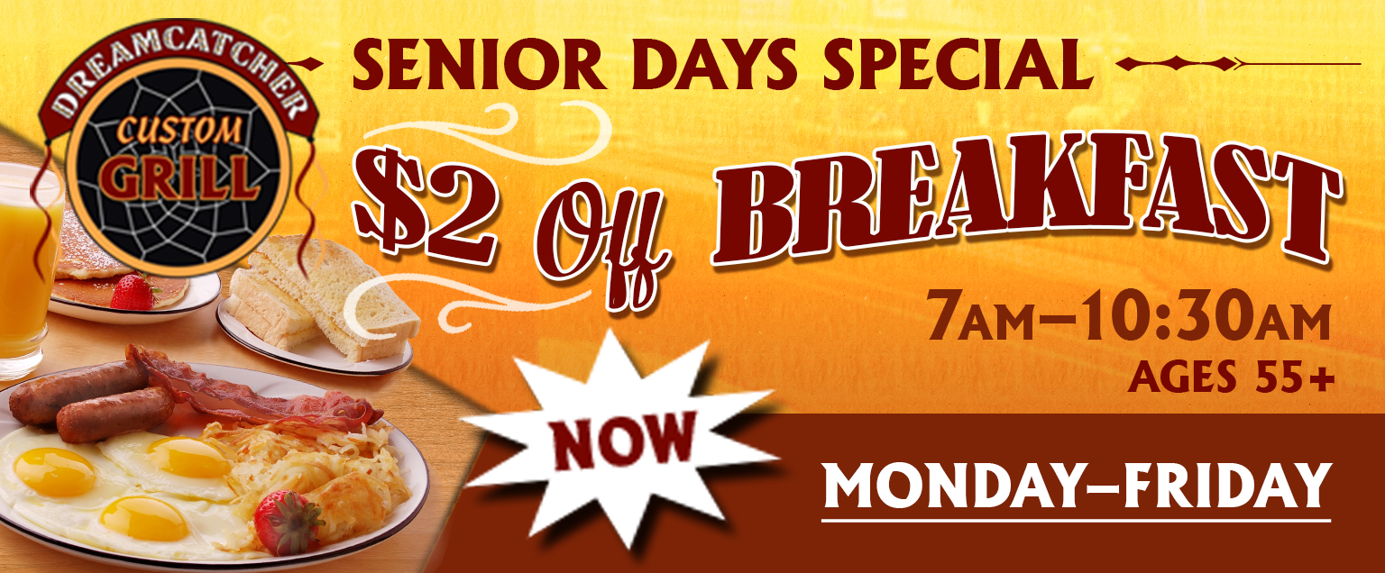 $2 Off Senior Breakfast - Now, Monday through Friday