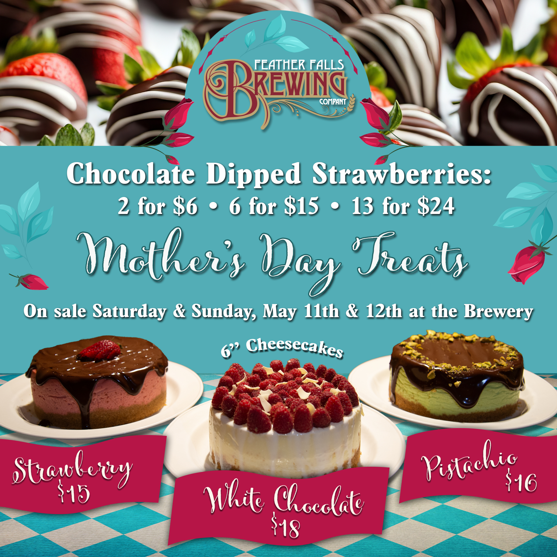 Mother's Day Cheesecake and Chocolate Dipped Strawberries Sale