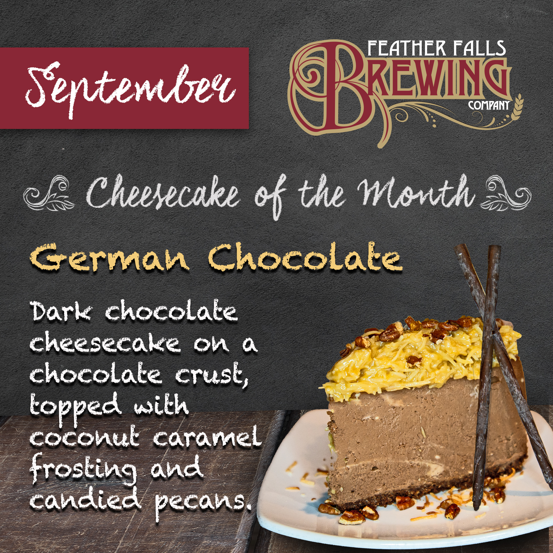 Sept 2024 Cheesecake of the Month-German Chocolate