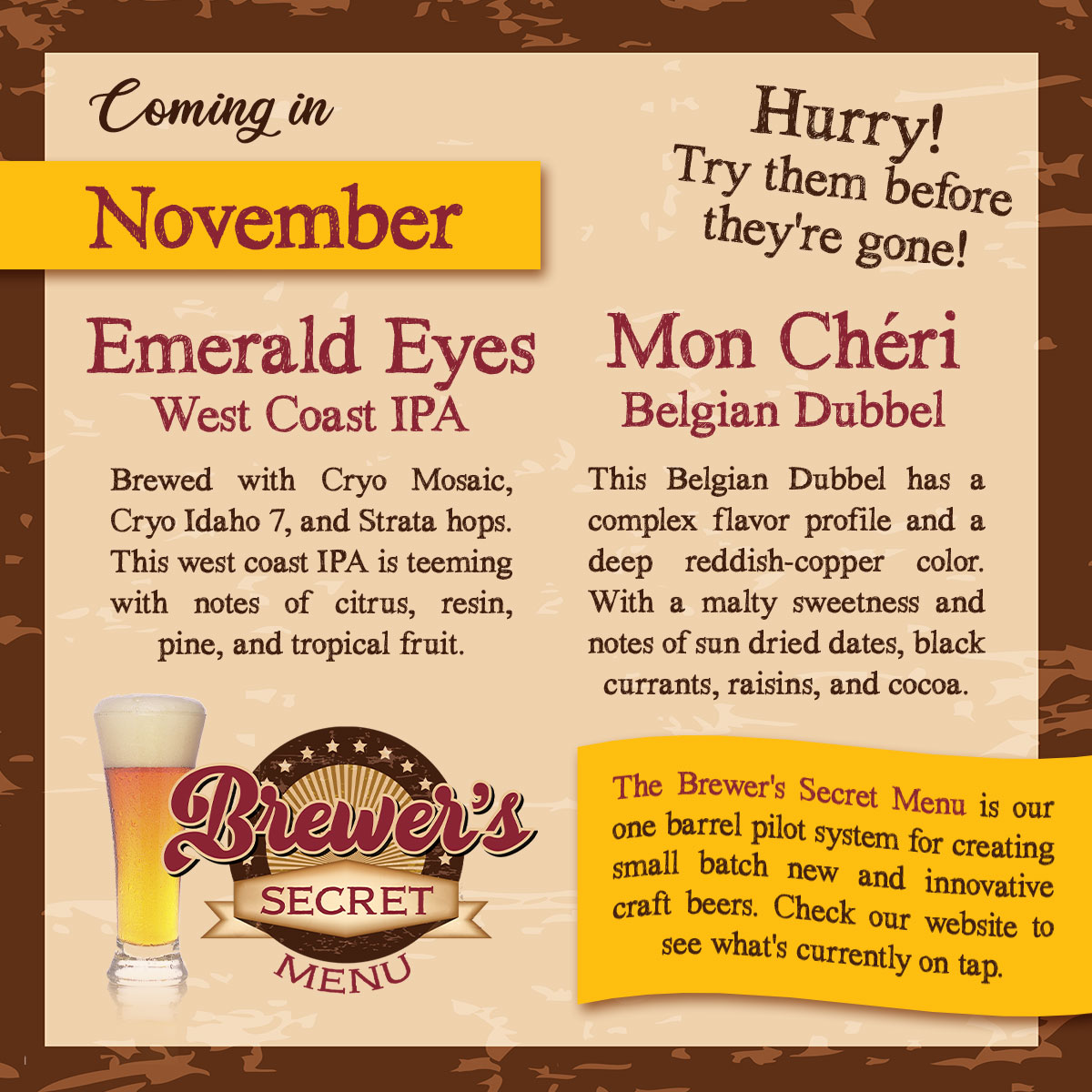 Brewers Secret Menu November