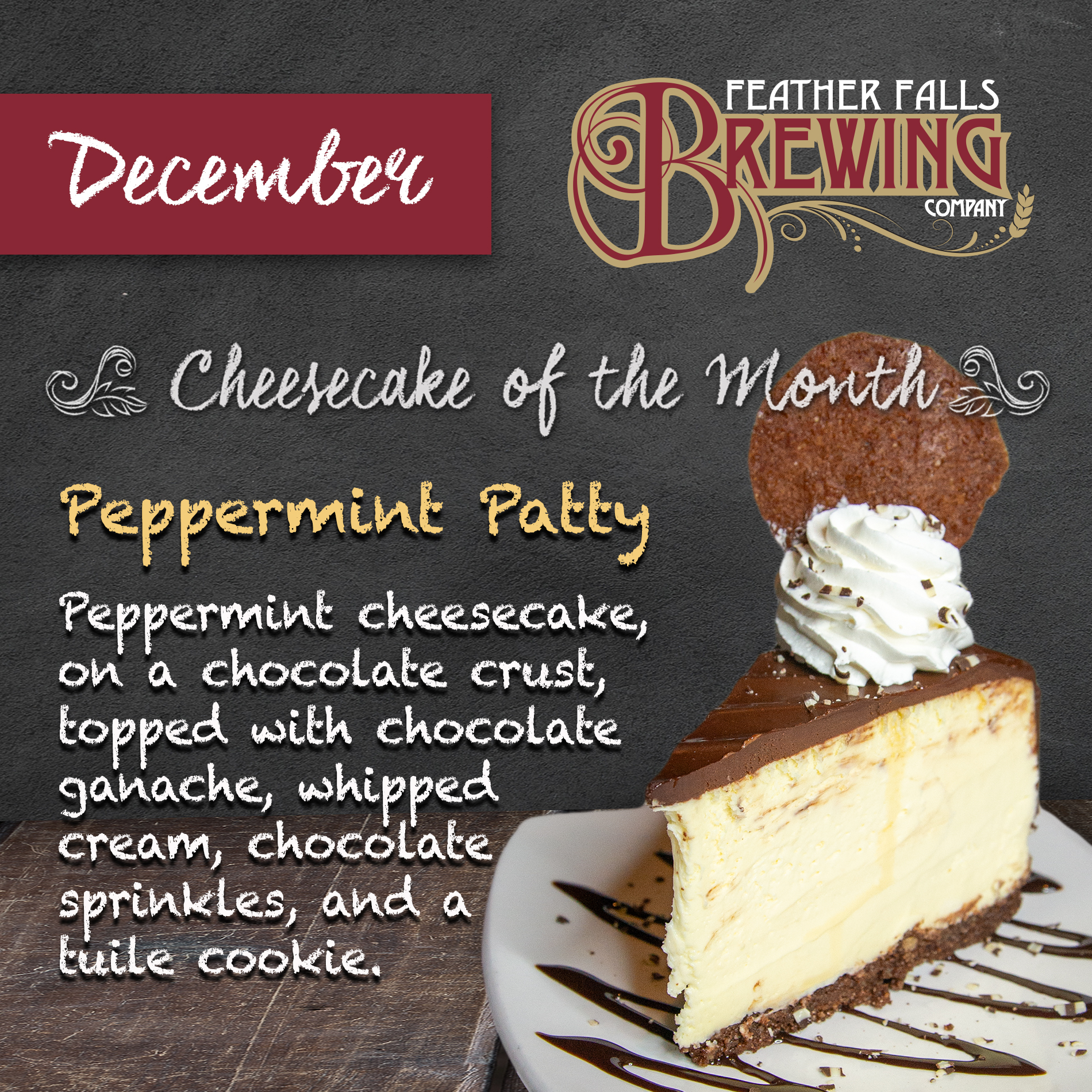 Brewery Cheesecake of the Month Dec. 2024 Peppermint Patty