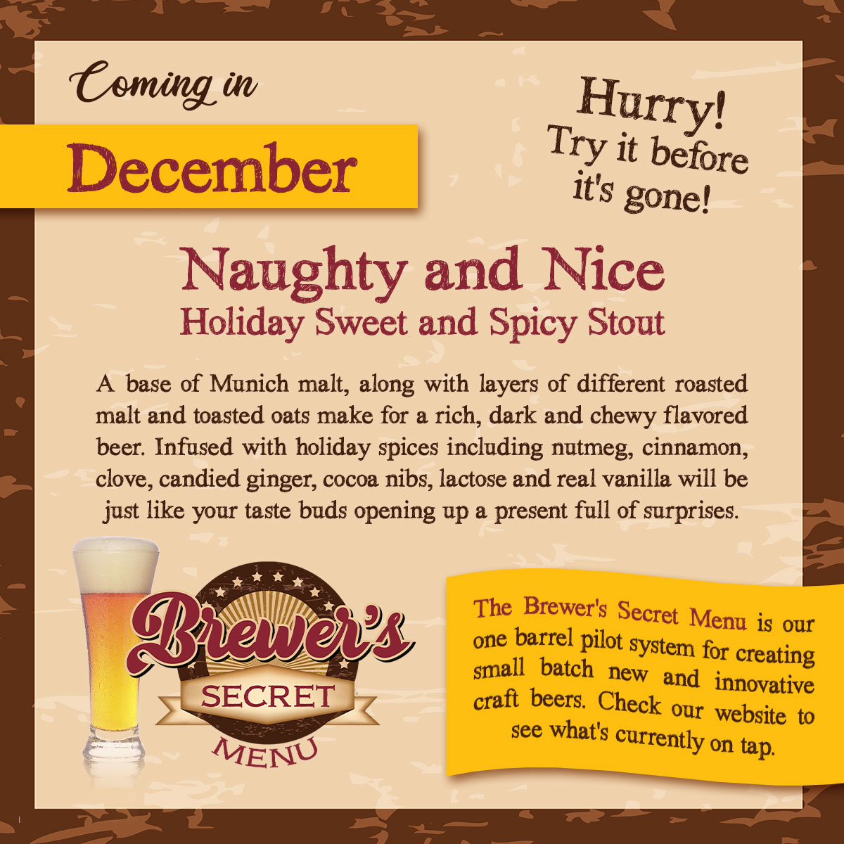 Brewers Secret Menu December- Naughty and Nice