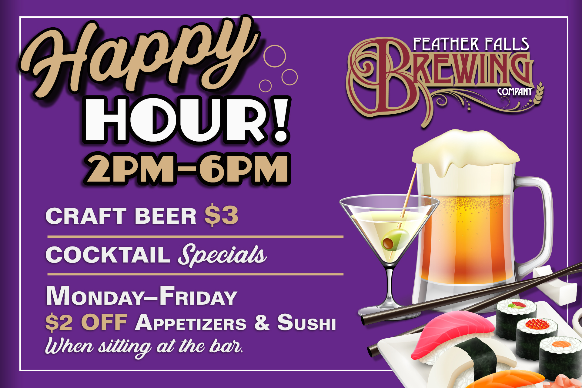 Brewery-Happy-Hour - 2pm to 6pm