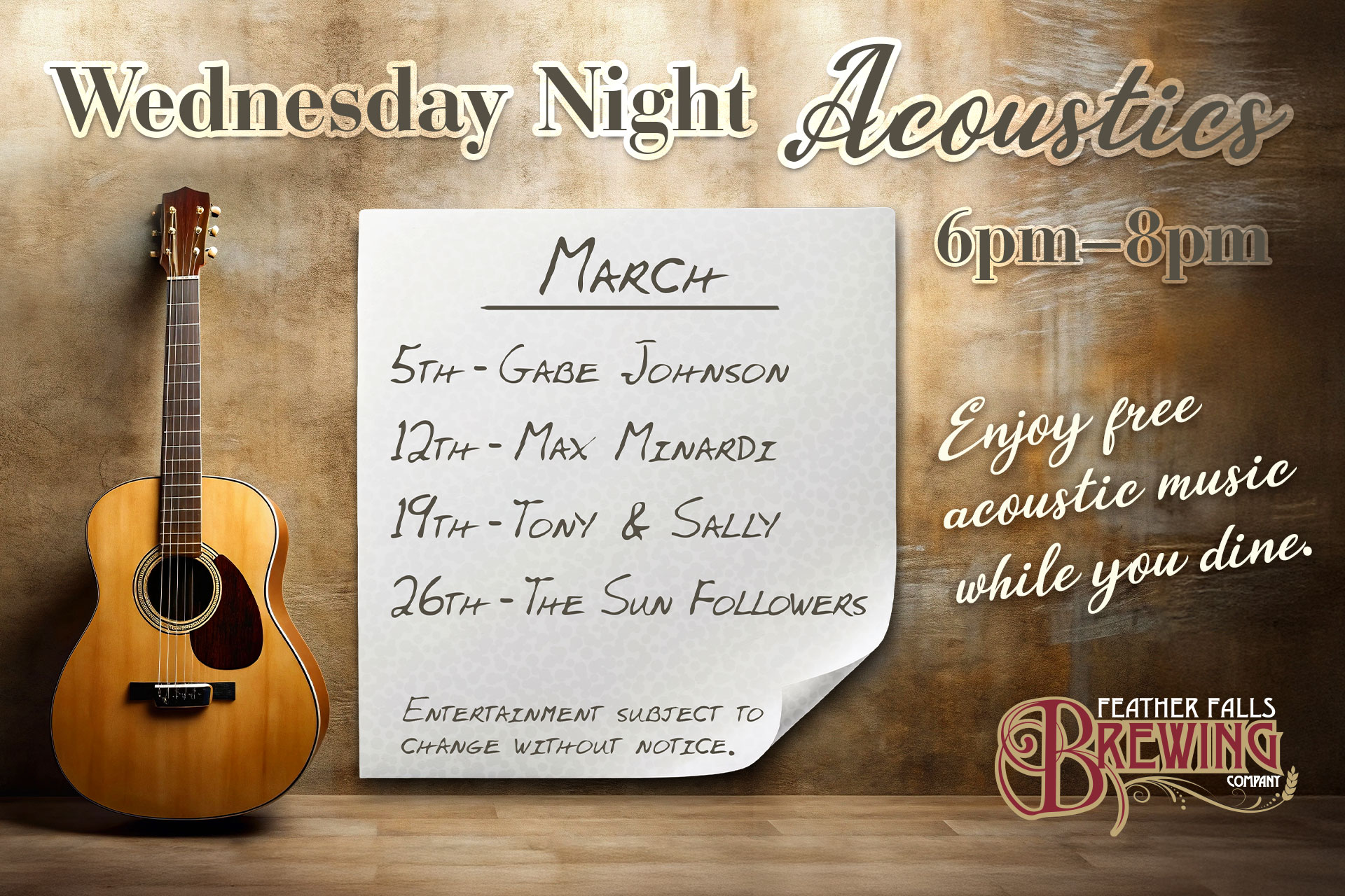 Brewery-Wednesday Night Acoustics March 2025