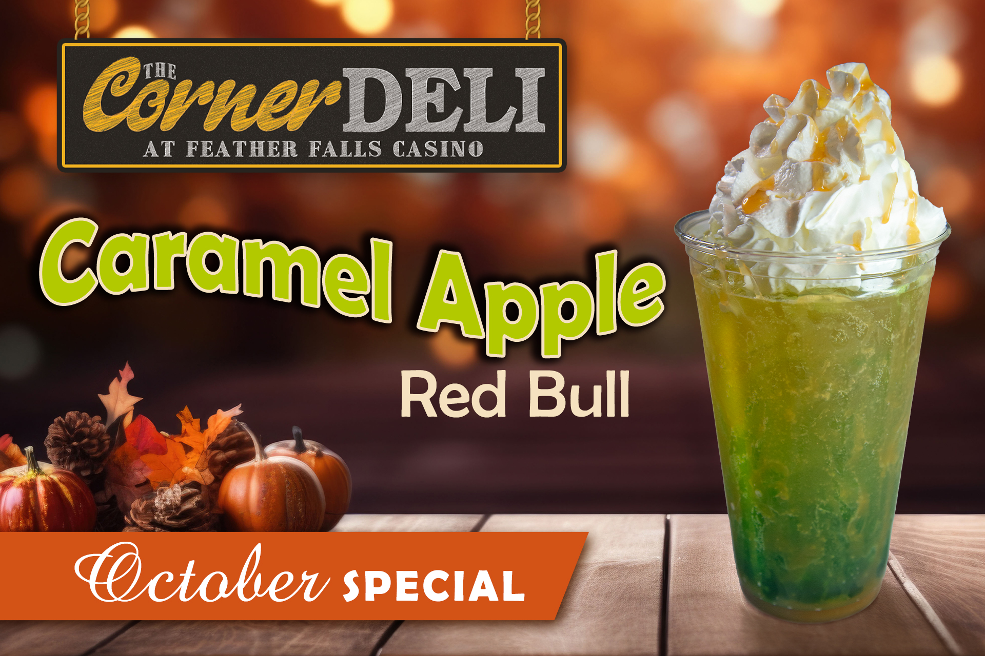 Deli October Drink Special - Caramel Apple Red Bull