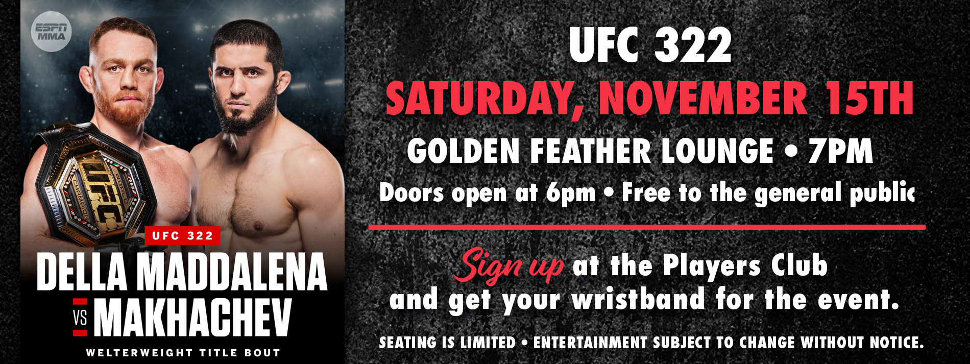 Della Maddalena vs Makhachev Nov 15 7pm