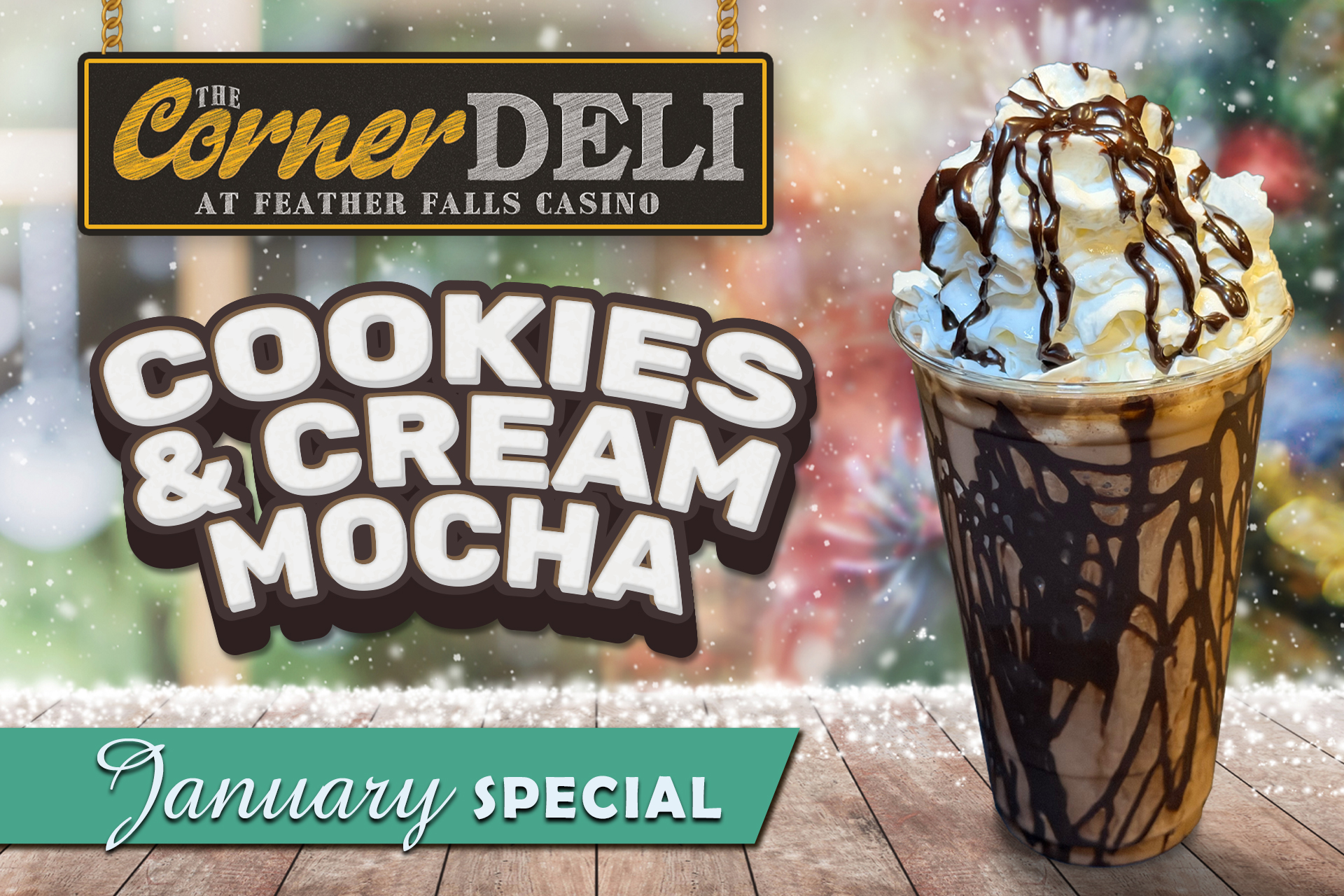 Deli January Coffee Special - Cookies & Cream Mocha