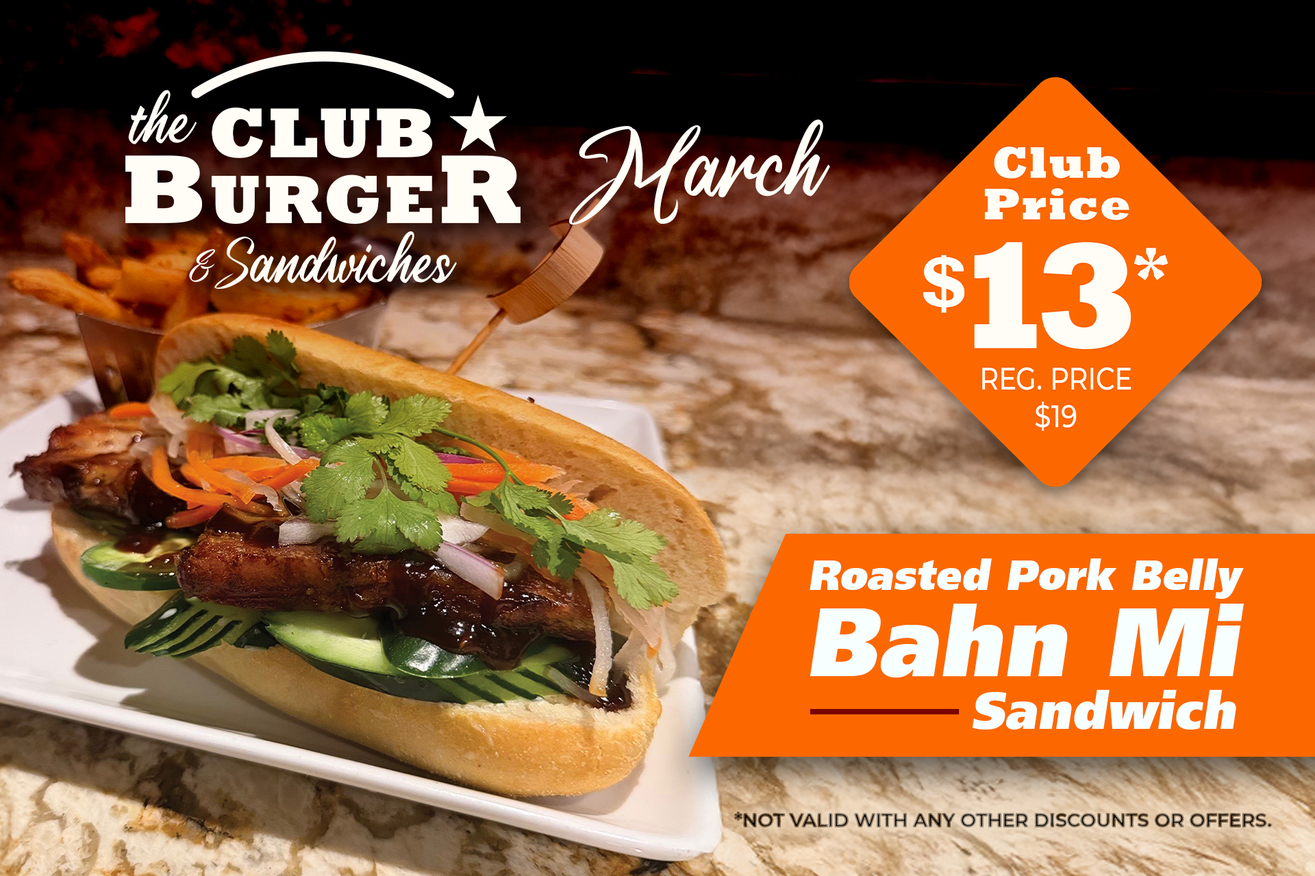 Club Burger - March- Pork Belly Bahn Mi
