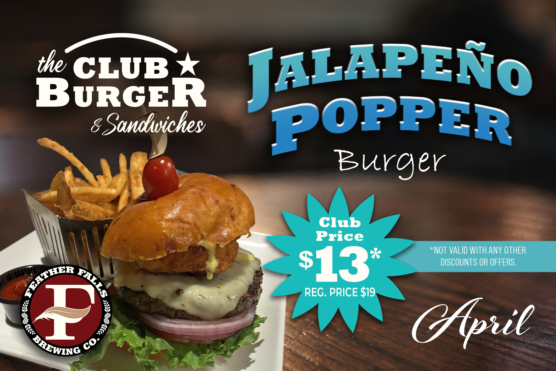 Club Burger April-Jalapeño Popper Burger