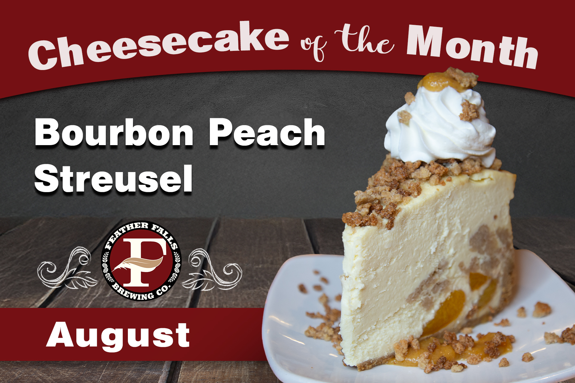 Brewer Cheesecake - August - Bourbon Peach Streusel